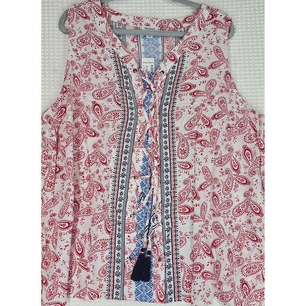 Women's Tunic Sleeveless Blouse Patriotic 3X Red White Blue NWT - Picture 2 of 16